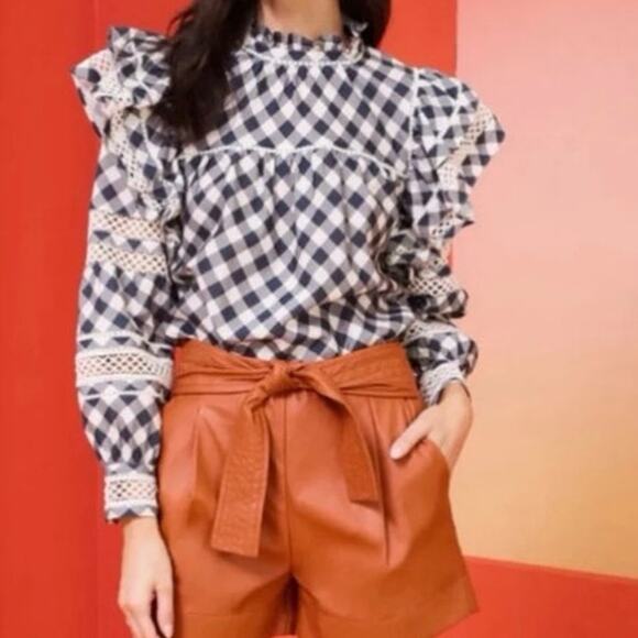 Marie Oliver Tops - Womens Marie Oliver Que Blouse - Indigo Plaid Size XS EUC!